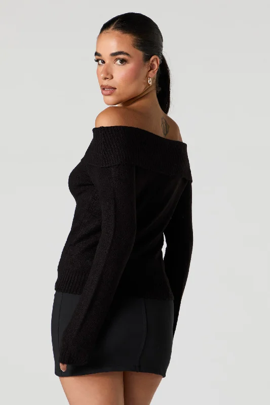 Mossy Knit Off Shoulder Sweater