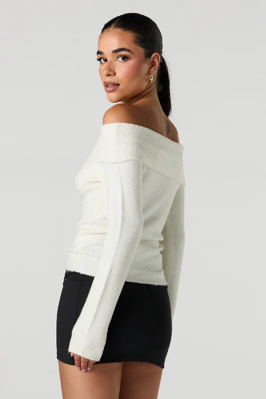 Mossy Knit Off Shoulder Sweater