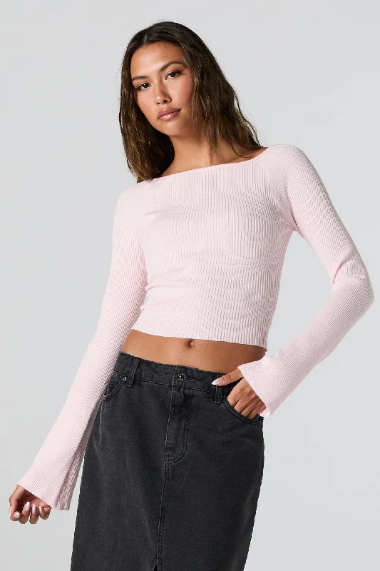 Ribbed Knit Bell Sleeve Sweater