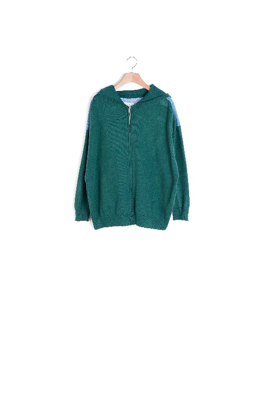 Cardigan hoodie bi-matière