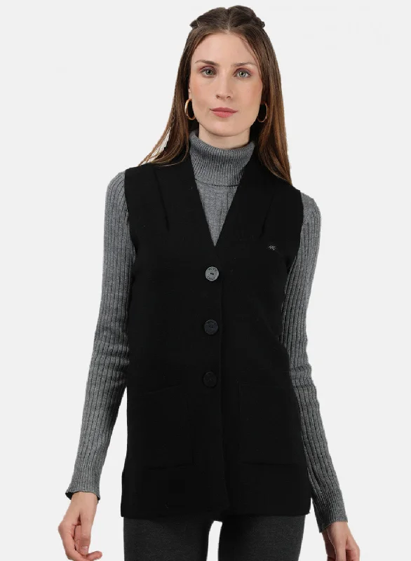 Women Black Solid Cardigan