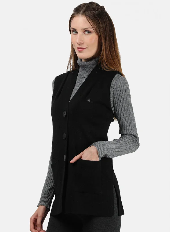 Women Black Solid Cardigan