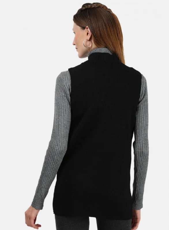 Women Black Solid Cardigan