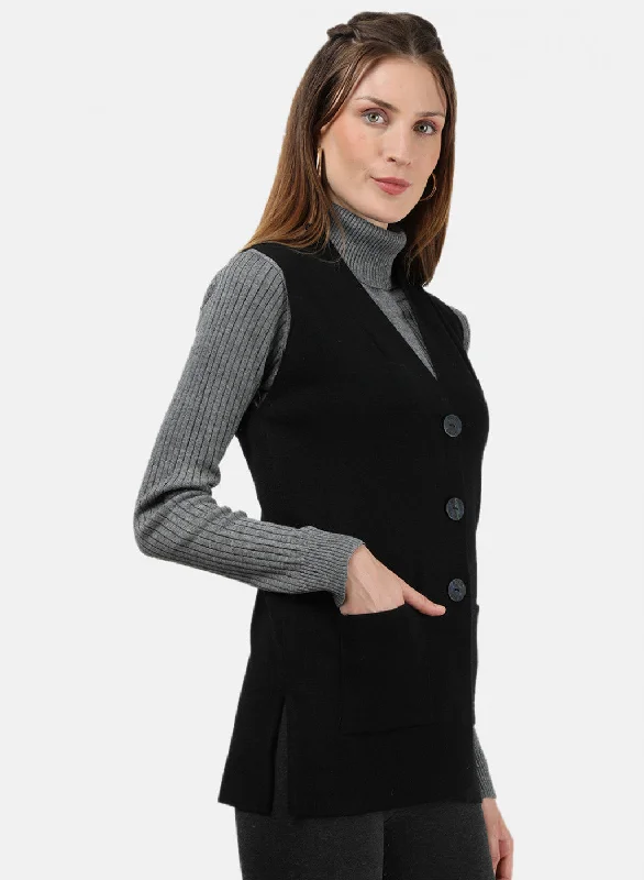 Women Black Solid Cardigan