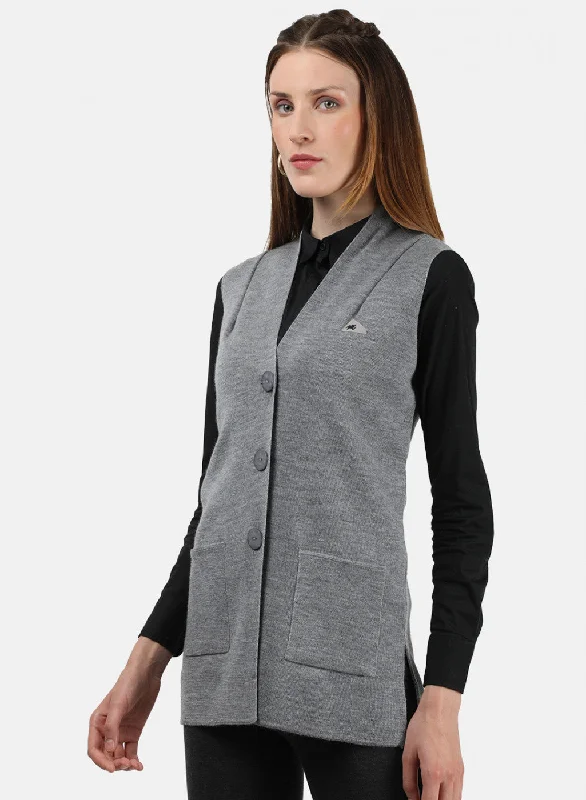 Women Grey Solid Cardigan