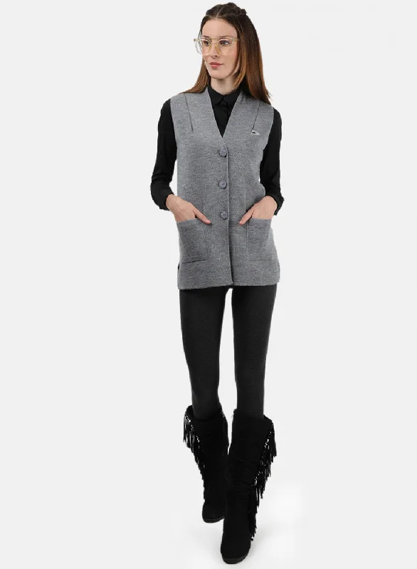 Women Grey Solid Cardigan