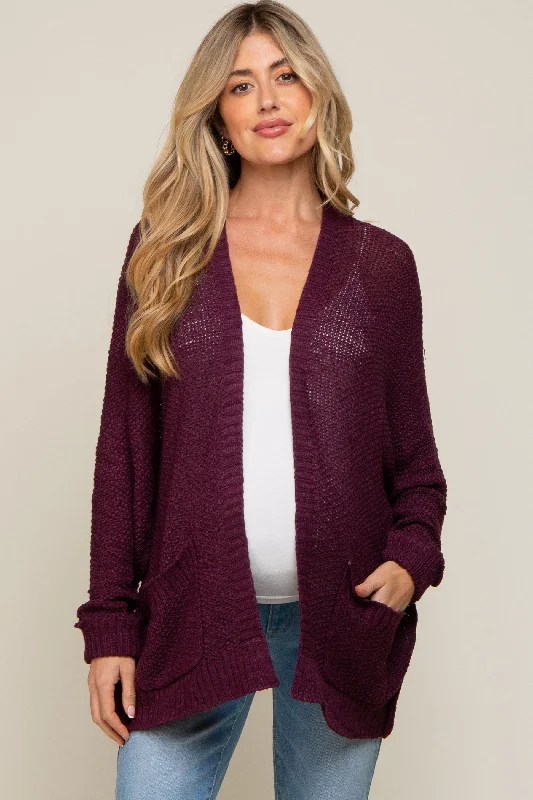 Plum Cuff Sleeve Maternity Cardigan