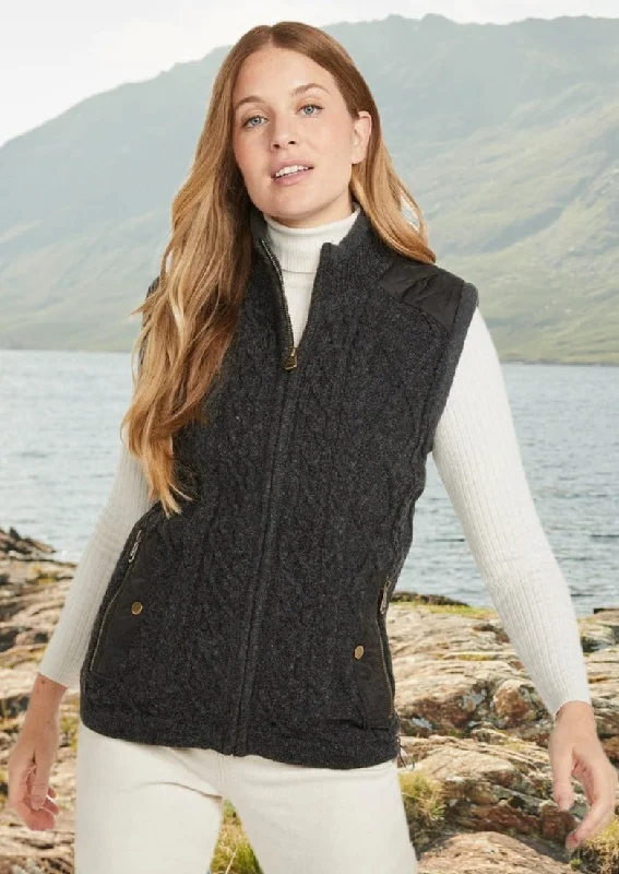 Women's Fleece Lined Sleeveless Jacket | Charcoal