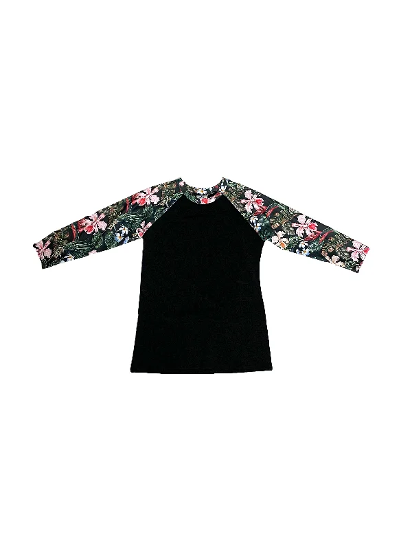 Hawaiian Print Sleeve Rashguard Swim Top