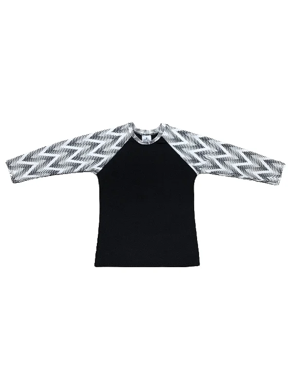 Black & White Chevron Rashguard Swim Top