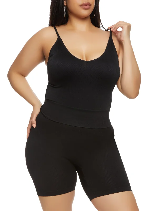 Plus Size Rib Knit Seamless Cami Top