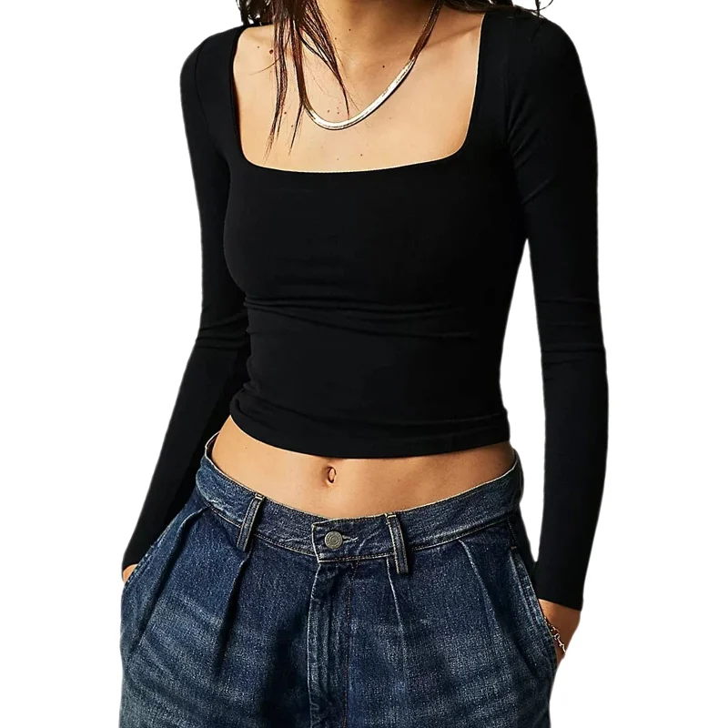 Amy Fashion - Ladies Summer Shirt Women Basic Crop Top