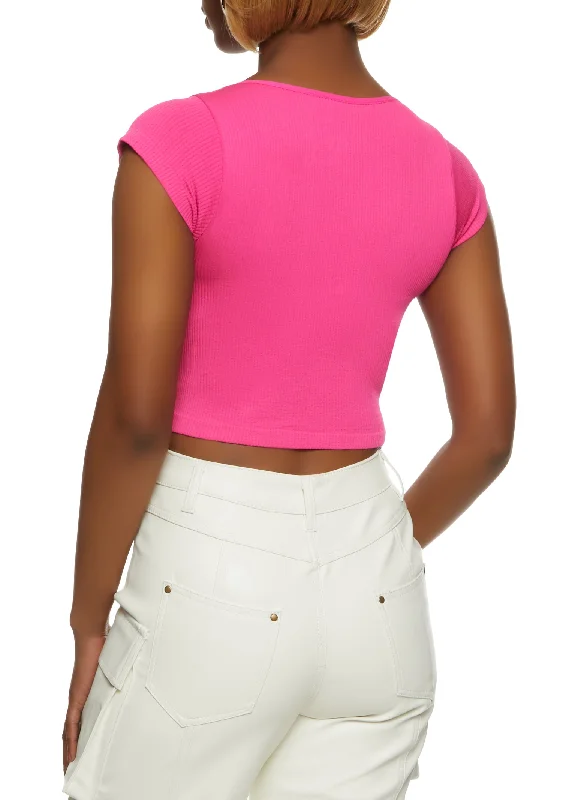 Ribbed Notch Neck Crop Top