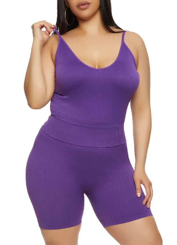 Plus Size Rib Knit Seamless Cami Top