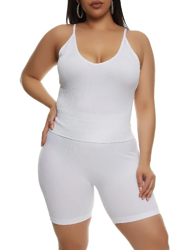 Plus Size Rib Knit Seamless Cami Top