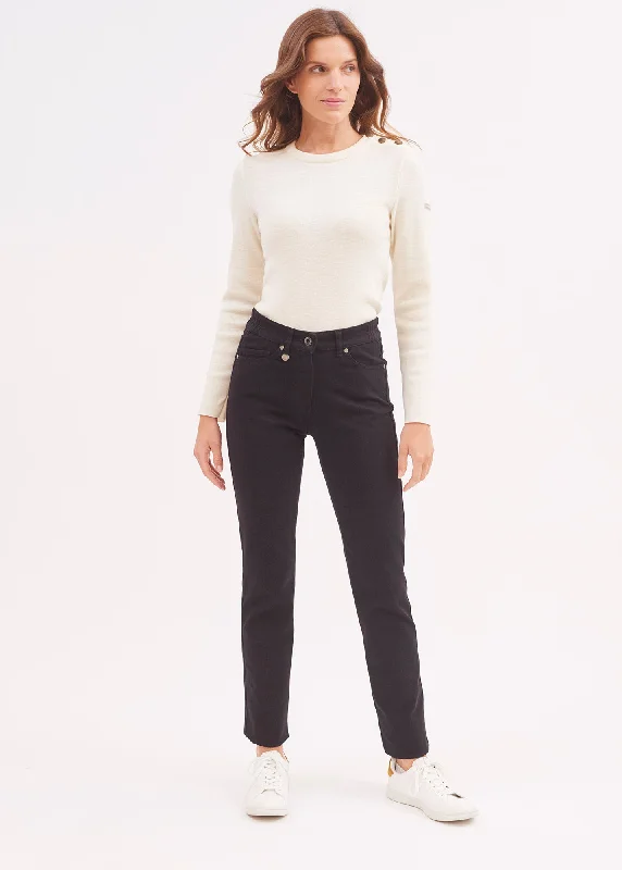 Patricia straight jeans - elasticated waist, in stretch cotton (NOIR)