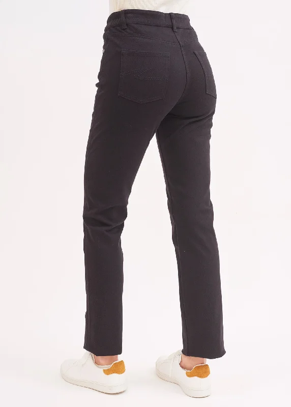 Patricia straight jeans - elasticated waist, in stretch cotton (NOIR)