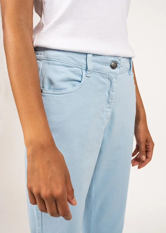 Patricia straight pants - elastic waist, in cotton stretch (CIEL)