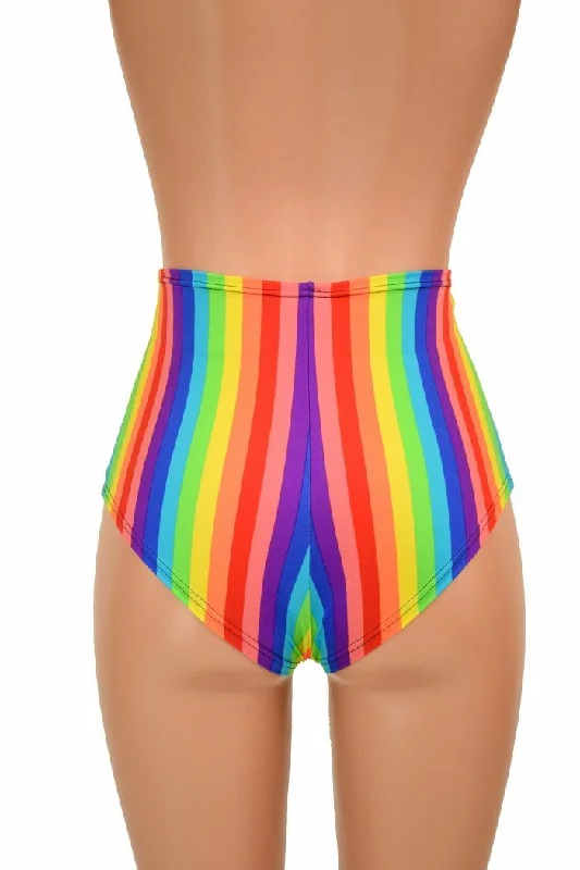 Rainbow Stripe Front Lace Up Siren Shorts