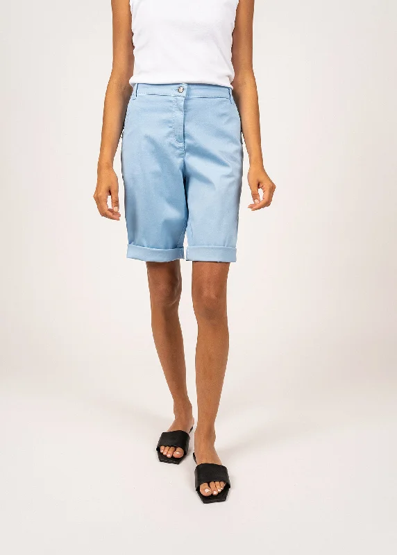 Samantha plain Bermuda shorts - in light cotton (CIEL)