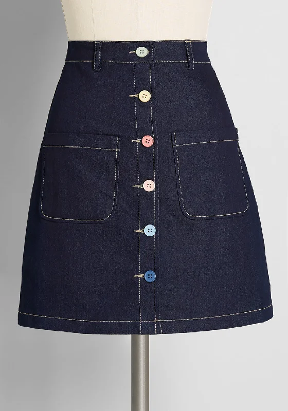 Forever Young in Rainbow Denim Mini Skirt