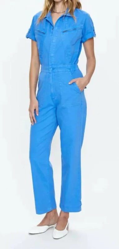 Campbell Aviator Jumpsuit In Blue Belle