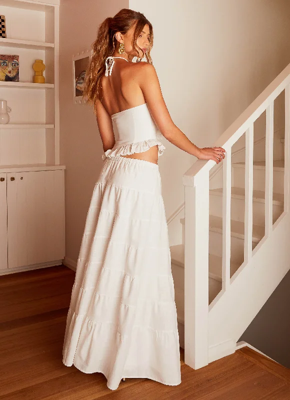 Mariella Linen Maxi Skirt - White