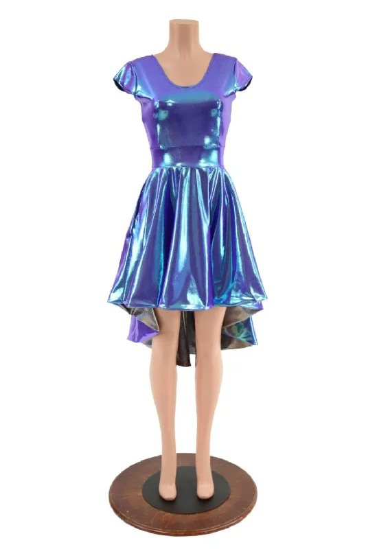 Moonstone Hi Lo Skater Dress with Silver Holo Skirt Lining