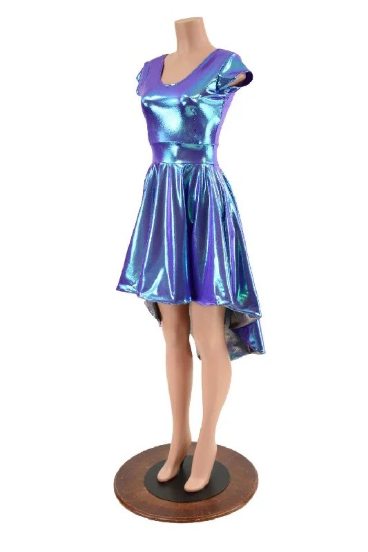 Moonstone Hi Lo Skater Dress with Silver Holo Skirt Lining