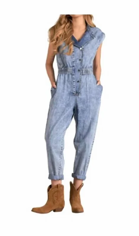 Sleeveless Jumpsuit In Denim