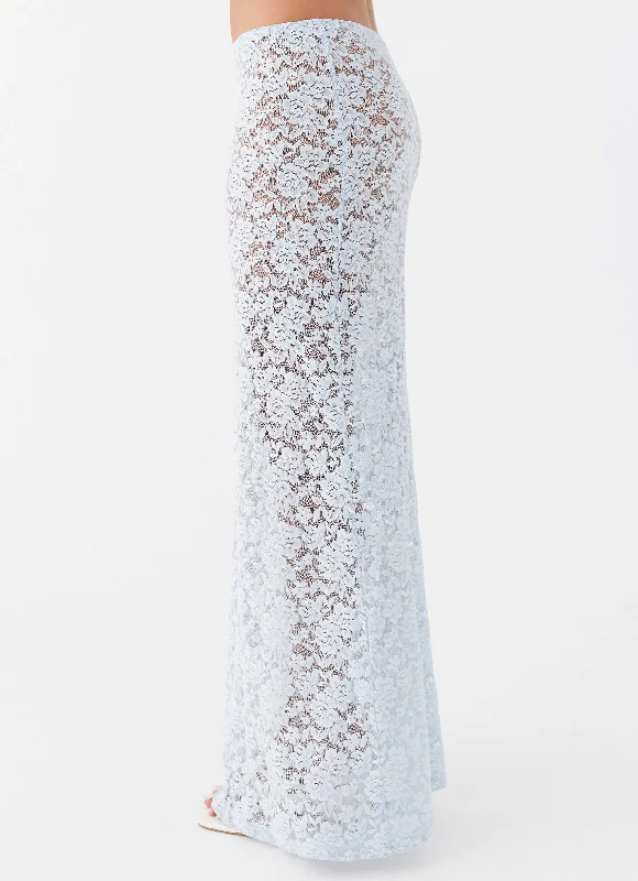 Zephyra Lace Maxi Skirt - Blue Cloud